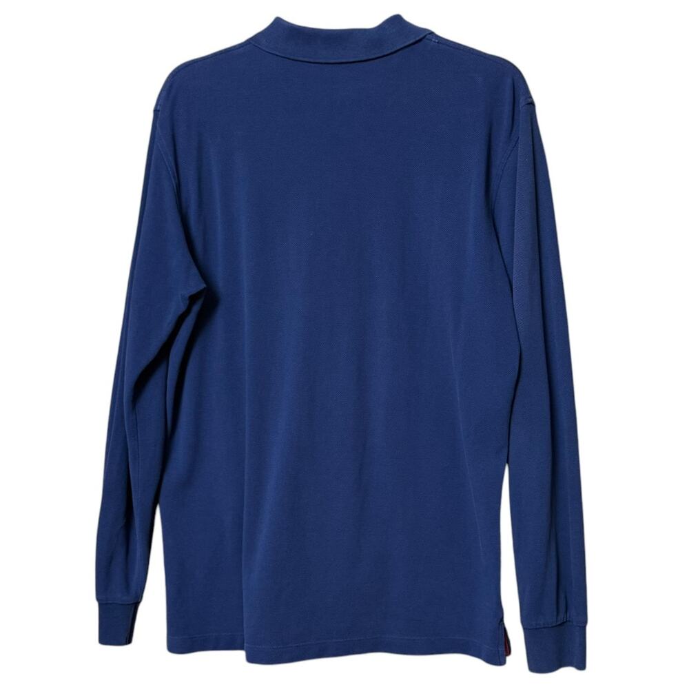 Carolina Herrera Logo Polo Shirt Long Sleeves M Navy Blue 100% Cotton - Picture 2 of 6
